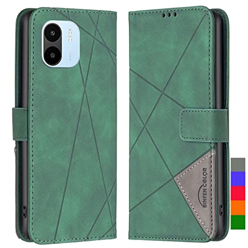 LOYWIN Handyhülle für Xiaomi Redmi A1 / A1+ Leder Tasche Klapphülle mit Kartensteckplatz & Fotorahmen Beutel Weich Silikon Schale Case Schutz Hülle für Xiaomi Redmi A1 / A1+, Grün von LOYWIN