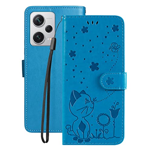 LOYWIN Handyhülle für Xiaomi Redmi Note 12 Pro Leder Tasche für Redmi Note 12 Pro Klapphülle mit Kartensteckplatz Beutel Weich Silikon Schale Case Schutz Hülle für Xiaomi Note 12 Pro, Blau von LOYWIN