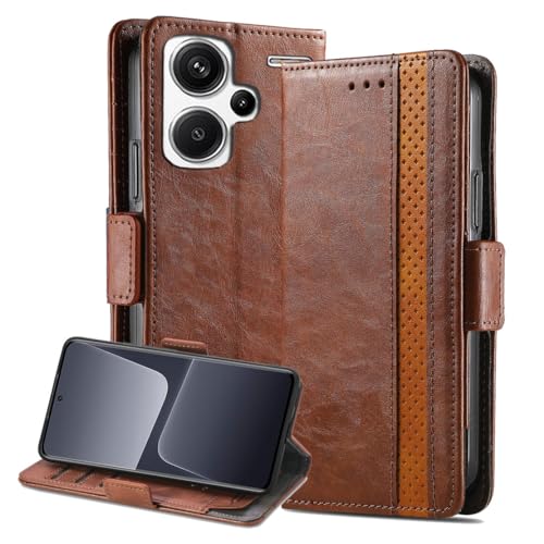 LOYWIN Handyhülle für Xiaomi Redmi Note 13 Pro+ Leder Tasche Hülle [RFID-Blockierung] Schutzhülle mit Kartenfach Stehen Weiche TPU Silikon Klapphülle für Redmi Note 13 Pro Plus, Brown von LOYWIN