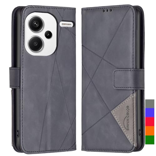 LOYWIN Handyhülle für Xiaomi Redmi Note 13 Pro+ Leder Tasche Klapphülle mit Kartensteckplatz & Fotorahmen Beutel Weich Silikon Schale Case Schutz Hülle für Xiaomi Redmi Note 13 Pro Plus, Schwarz von LOYWIN