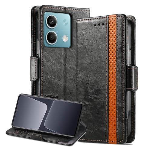 LOYWIN Handyhülle für Xiaomi Redmi Note 13 Pro 5G Leder Tasche Hülle [RFID-Blockierung] Schutzhülle mit Kartenfach Stehen Weiche TPU Silikon Klapphülle für Redmi Note 13 Pro 5G, Black von LOYWIN