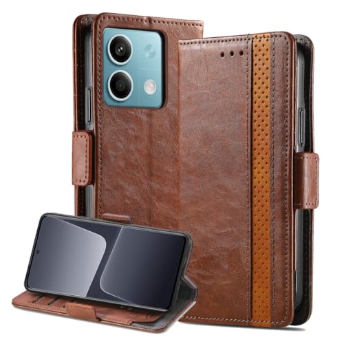 LOYWIN Handyhülle für Xiaomi Redmi Note 13 Pro 5G Leder Tasche Hülle [RFID-Blockierung] Schutzhülle mit Kartenfach Stehen Weiche TPU Silikon Klapphülle für Redmi Note 13 Pro 5G, Brown von LOYWIN