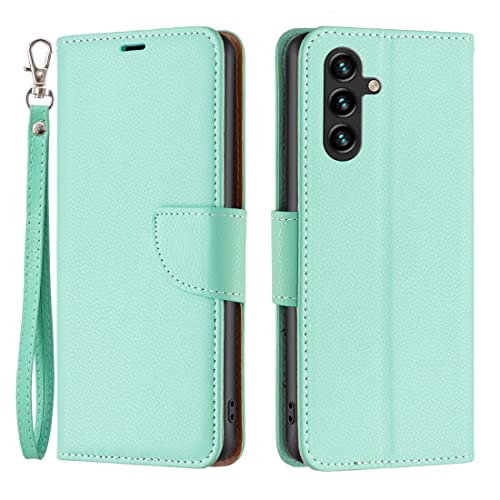 LOYWIN Klapphülle für Samsung Galaxy A14 5G Ledertasche Handyhülle Schale Pramie Beutel mit Magnet Kartenslot & Stehen Weich TPU Silikon Schutzhülle für Samsung A14 5G, Grün von LOYWIN