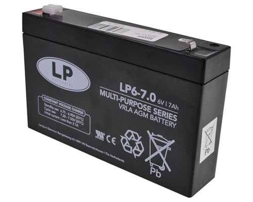 LP BATTERIES NSA LP6-7.0 T1 6V 7AH AGM Akku Vlies Batterie VRLA Zyklenfest Wartungsfrei für Elektro Spielzeug Alarm Brandmeldeanlage Notstrom USV UPS LP BATTERIES NSA LP6-7.0 T1 6V 7AH AGM Akku Vlies Batterie VRLA Zyklenfest Wartungsfrei für Elektro Spielzeug Alarm Brandmeldeanlage Notstrom USV UPS von LP BATTERIES