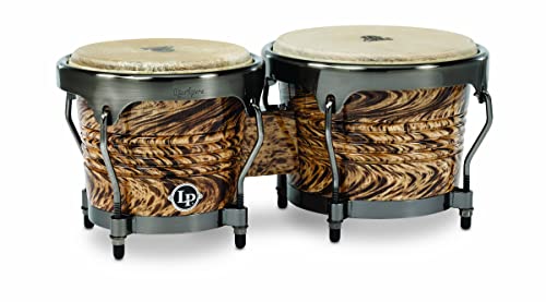 LP Latin Percussion LPA601-HC Aspire Accent Bongo 6,75" und 8", Siamesische Eiche/Naturfell, Finish: Havana Café/Brushed Nickel von LP