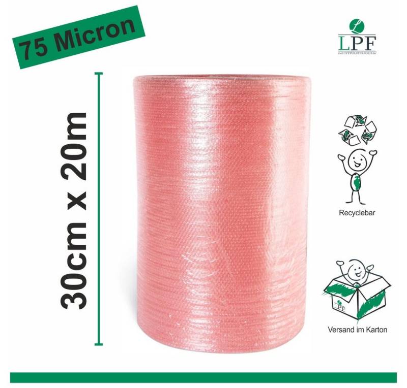 LPF dieLUFTPOLSTERFOLIE Schutzfolie Luftpolsterfolie LPF75 Breite 30cm x Länge 20m Verpackungsfolie Folie von LPF dieLUFTPOLSTERFOLIE