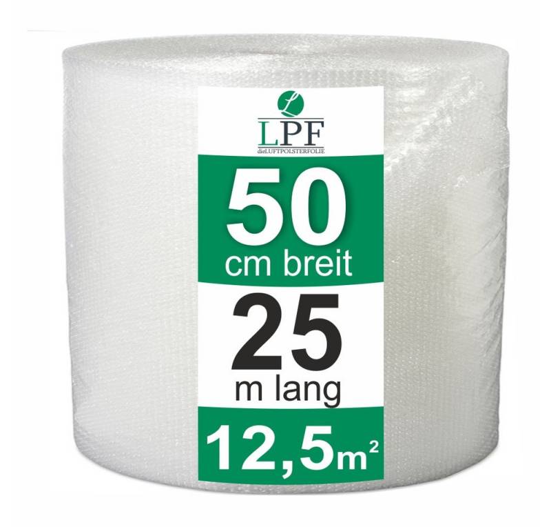 LPF dieLUFTPOLSTERFOLIE Schutzfolie Luftpolsterfolie Breite 50cm x Länge 25m Noppenfolie Rolle von LPF dieLUFTPOLSTERFOLIE