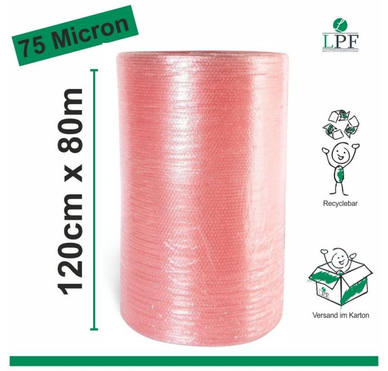 LPF dieLUFTPOLSTERFOLIE Schutzfolie Luftpolsterfolie LPF75 Breite 120 cm x Länge 80 m / 75 my Noppenfolie von LPF dieLUFTPOLSTERFOLIE