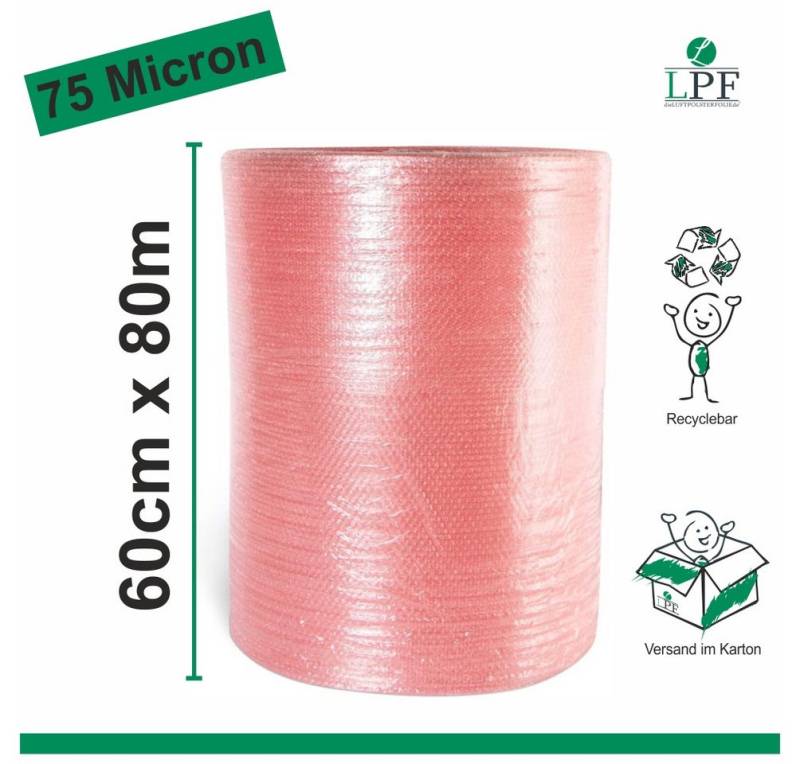 LPF dieLUFTPOLSTERFOLIE Schutzfolie Luftpolsterfolie LPF75 Breite 60cm x Länge 80m Noppenfolie Folie von LPF dieLUFTPOLSTERFOLIE