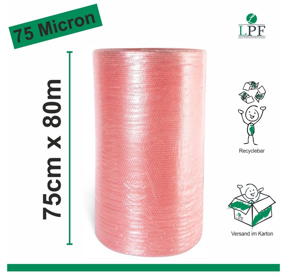 LPF dieLUFTPOLSTERFOLIE Schutzfolie Luftpolsterfolie LPF75 Breite 75cm x Länge 80m Verpackungsfolie LPF dieLUFTPOLSTERFOLIE Schutzfolie Luftpolsterfolie LPF75 Breite 75cm x Länge 80m Verpackungsfolie von LPF dieLUFTPOLSTERFOLIE