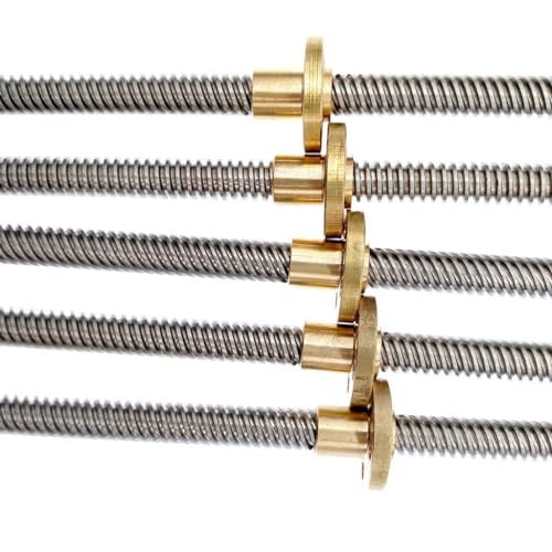 Präzisions-Trapezgewindespindel, Gewindespindel T8 3D-Druckerteile 400 mm Linearführungsgewinde 1 mm 2 mm 4 mm 8 mm 10 mm 12 mm Trapezgewindespindeln mit Mutter, 1 Stück (Gewinde 2 mm)(Lead 12mm) von LPLPL
