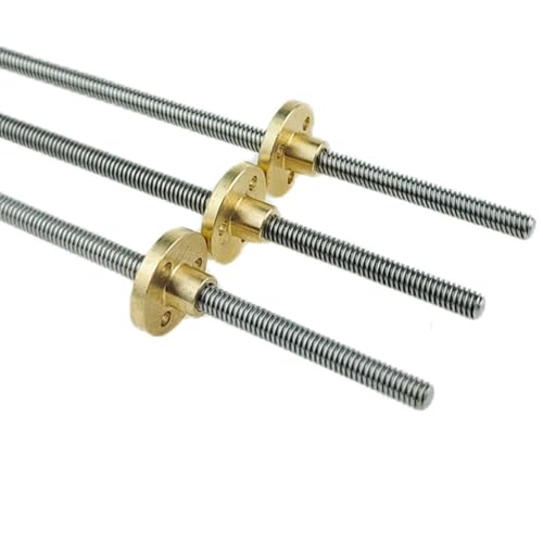 Präzisions-Trapezgewindespindel, T5-Miniatur-Gewindespindel for 3D-Drucker, Steigung 1 mm, 150/200/300/500/550/800/1000 mm, Trapezstange aus Edelstahl mit Messingmutter, 1 Stück (350 mm)(150mm) von LPLPL