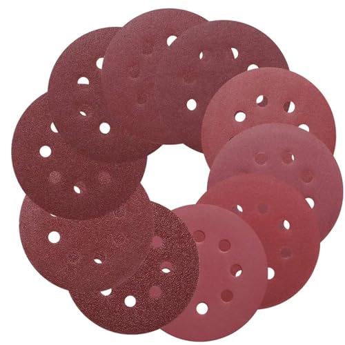 Schleifscheiben, 10 Stück, 5 Zoll, 125 mm, runde Schleifpapier-Schleifscheibe, Körnung 40/60/80/100/240/320/800, Klett-Schleifscheibe, Politur (Körnung 320, 10 Stück)(Grit 400 10PCS) von LPLPL