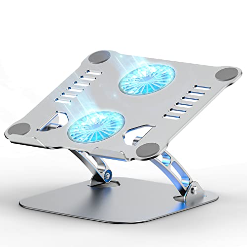 Laptop Ständer Höhenverstellbar mit RGB Lüfter, Faltbarer Stand aus Aluminiumlegierung, Belüfteter Notebookständer Halterung Ergonomisch Kompatibel mit Alle MacBook, Laptop 10-17“ von LPUNCD