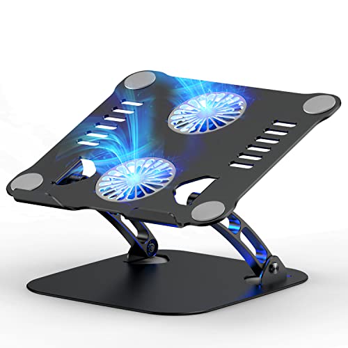 Laptop Ständer Höhenverstellbar mit RGB Lüfter, Faltbarer Stand aus Aluminiumlegierung, Belüfteter Laptopständer Notebook Halterung Ergonomischer Kompatibel mit Alle MacBook, Laptop 10-17" von LPUNCD
