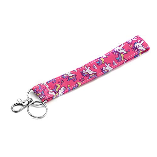 Einhorn-Schlüsselband mit Schlüsselband, niedliches Schlüsselband, niedliches Schlüsselband, Ausweishalter, Baumwollstoff, Vorschul-Schlüsselband, Lehrergeschenk(Pink) von LParkin