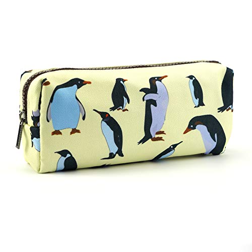 Federmäppchen mit Pinguin-Motiv aus Leinen für Stifte und Schreibwaren, auch als Make-up- und Kosmetiktasche geeignet von LParkin