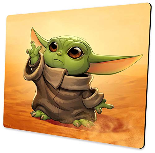LQFIWSS Baby Yoda Mauspad, rechteckiges, rutschfestes Gummi-Mauspad, verwendet für Büroarbeit und Heim-Gaming-Mauspad, 24,1 x 20,1 x 0,3 cm von LQFIWSS