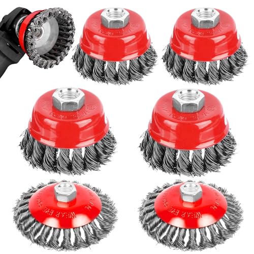 6 Stück Winkelschleifer Drahtbürsten Set, M14 Stahlbürste Akkuschrauber, 75/100 mm Drahtbürste Flex, Topfbürste Bohrmaschine, für Garten Unkraut und Moos 6 Stück Winkelschleifer Drahtbürsten Set, M14 Stahlbürste Akkuschrauber, 75/100 mm Drahtbürste Flex, Topfbürste Bohrmaschine, für Garten Unkraut und Moos von LQGTQO