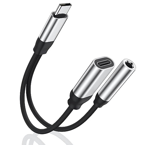 [2 in 1] USB C Kopfhörer Adapter und Laden, Type C auf 3.5mm Klinke Adapter 60W Schnellladung USB C zu 3.5mm Aux Audio Kabel Konverter Kompatibel mit Samsung S23/S22/S21/Huawei Mate40/Pixel 6/5/4/3 von LQIESDD