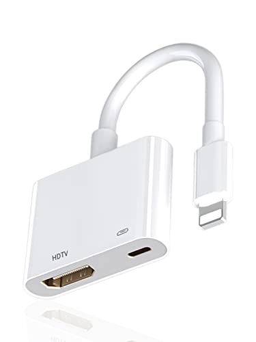 Apple Lightning auf HDMI Digital AV Adapter für iPhone [MFi-Zertifiziert] 1080P HDMI Adapter Video & Audio Sync Bildschirm HDMI Kabel Connector to TV/HDTV/Monitor Kompatibel mit iPhone 14/13/12/11/XR von LQIESDD