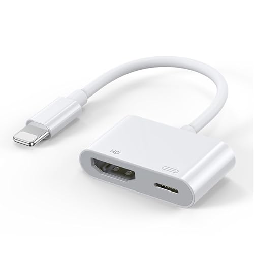 [Apple MFi-Zertifiziert] Lightning auf HDMI Digital AV Adapter für iPhone, HD 1080P Video Audio Sync Hronisierungs Bildschirm HDMI Kabel Connector to TV/HDTV/Monitor mit iPhone 14/13/12/11/XR/iPad von LQIESDD