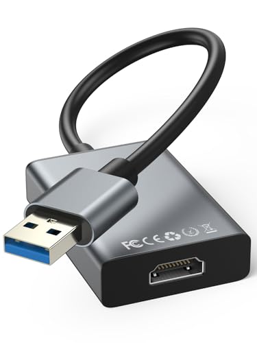 USB zu HDMI Adapter, HD 1080P USB 3.0/2.0 zu HDMI Audio Video Adapter HDMI Grafikkabel Mehrere Monitore Konverter kompatibel mit Windows XP/7/8/10/11(No MAC & Vista) für PC, Laptop, Projektor, HDTV von LQIESDD