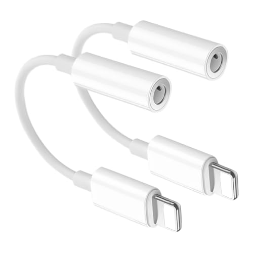 iPhone Kopfhörer Adapter [Apple MFi Zertifiziert] 2Pack Lightning auf 3.5-mm-Kopfhöreranschluss Adapter Aux Audio Kabel Konverter für iPhone 14/14 Pro/13/13 Pro/12/11/XR/X/XS/8/7 für Alle iOS Systeme von LQIESDD