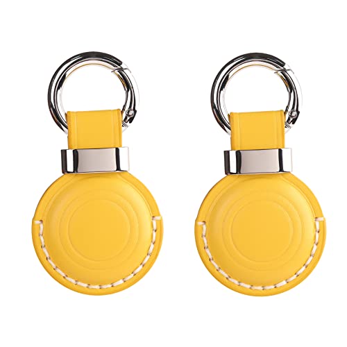 2 Stück LQU für Apple-Airtag-Halter, Schlüsselanhänger mit Echtlederschutz, sicherer Airtag-Halter, Schlüsselanhänger mit Metallringschloss, langlebige Airtag-Hülle, Schlüsselring-Zubehör – Gelb V2.0 2 Stück LQU für Apple-Airtag-Halter, Schlüsselanhänger mit Echtlederschutz, sicherer Airtag-Halter, Schlüsselanhänger mit Metallringschloss, langlebige Airtag-Hülle, Schlüsselring-Zubehör – Gelb V2.0 von LQU