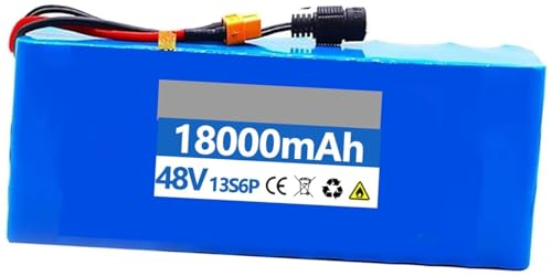 LQVAIPT E-Bike-Akku 48 V 8 Ah 10 Ah 12 Ah 15 Ah 18 Ah 20 Ah 25 Ah Lithium-Batterie Wiederaufladbarer Li-Ionen-Akku Elektroroller(48V 15Ah,XT60) von LQVAIPT