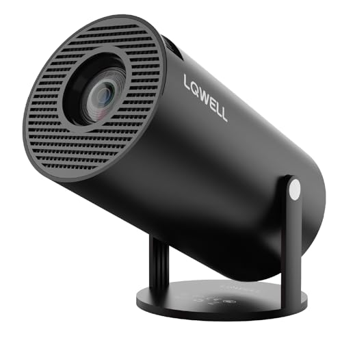 LQWELL HY300 PRO Mini Beamer, 4K 1080P Unterstützung, mit Android 11, WiFi 6, Bluetooth 5.0, unterstützt Airplay & Miracast, tragbarer Heim- und Outdoor-Beamer, für Android/iPhone/PC/Mac, Schwarz von LQWELL