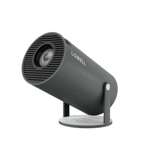 LQWELL HY300 PRO Mini Beamer, 4K 1080P Unterstützung, mit Android 11, WiFi 6, Bluetooth 5.0, unterstützt Airplay & Miracast, tragbarer Heim- und Outdoor-Projektormer, für Android/iPhone/PC/Mac, Grau von LQWELL