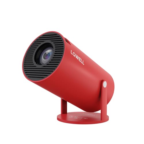 LQWELL HY300 Mirror Mini Beamer, Native 720P, 4K 1080P Unterstützung, mit HDMI-, USB- und 3,5mm-Anschlüssen, kabelgebundene Bildschirmspiegelung, tragbarer Heim- und Outdoor-Projektor, Rot von LQWELL
