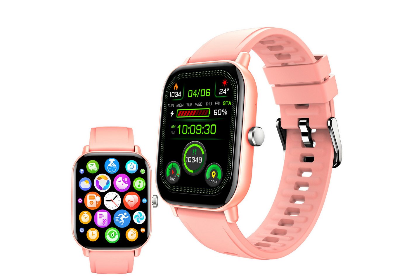 LQWELL Smartwatch Schlafmonitor für Damen Herren Smartwatch (5.1 cm/2.01 Zoll Full-Touch Zoll) mit Bluetooth-Anrufen, IP68 wasserdichte Fitnessuhr, mit Herzfrequenzmesser, Schrittzähler, Sportuhr, für iOS Android von LQWELL