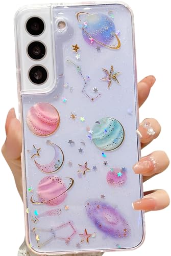 LSEEKA Schutzhülle für Samsung Galaxy S22, transparente Hülle mit Glitzer, Sterne, Planet, Universum, funkelnd, niedlich, schlank, weich, TPU, Schutzhülle für Frauen und Mädchen LSEEKA Schutzhülle für Samsung Galaxy S22, transparente Hülle mit Glitzer, Sterne, Planet, Universum, funkelnd, niedlich, schlank, weich, TPU, Schutzhülle für Frauen und Mädchen von LSEEKA