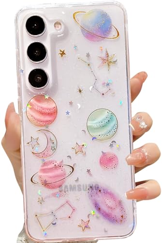 LSEEKA Schutzhülle für Samsung Galaxy S23, transparente Hülle mit Glitzer, Sterne, Planet, Universum, funkelnd, niedlich, schlank, weich, TPU, Schutzhülle für Frauen und Mädchen LSEEKA Schutzhülle für Samsung Galaxy S23, transparente Hülle mit Glitzer, Sterne, Planet, Universum, funkelnd, niedlich, schlank, weich, TPU, Schutzhülle für Frauen und Mädchen von LSEEKA