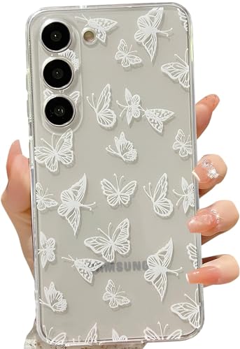 LSEEKA Transparente Schutzhülle für Samsung Galaxy S23 mit weißem Schmetterlings-Design, niedliches Muster, schmal, weich, TPU, für Damen und Mädchen LSEEKA Transparente Schutzhülle für Samsung Galaxy S23 mit weißem Schmetterlings-Design, niedliches Muster, schmal, weich, TPU, für Damen und Mädchen von LSEEKA