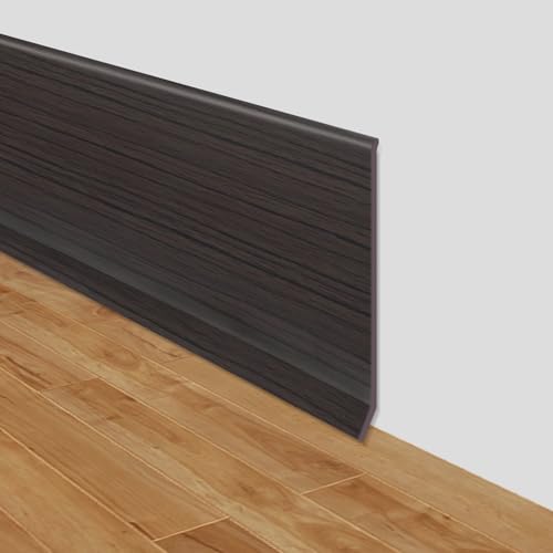Weichsockelleiste selbstklebend PVC Sockelleisten flexible Sockelleiste selbstklebend 10cm breit Fussleisten Bodenleisten Vinyl Wandsockelleiste (Schwarznuss, 10cm×6m) von LSGCQ