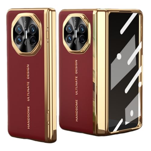 Hülle Für Huawei Mate X6, Modische Stoßdämpfende Und Sturzsichere Lederhülle Mit Integriertem Bildschirmschutz, 360-Grad-Schutz (Rot) von LSKOZU