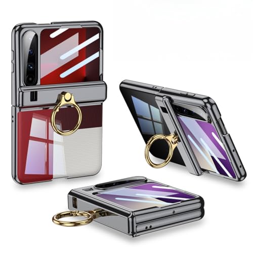 Hülle Für Huawei Pura X, Modisches Und Leichtes Transparentes Gehäuse, Integrierte Bildschirmschutzfolie Und Ringhalterung (Schwarz) von LSKOZU