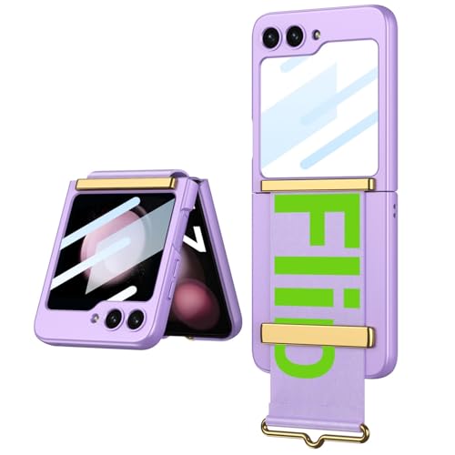 Hülle Für Samsung Galaxy Z Flip 6, Mit Integriertem Bildschirmschutz Und Rutschfestem Armband, Leichte Und Modische Flip6 Hülle (für Galaxy Z Flip6,Lila) von LSKOZU