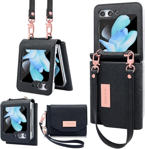 LSKOZU Hülle Für Samsung Galaxy Z Flip6, Multifunktionale Schutzhülle Im Wallet-Stil Mit Bankkartenclip, Stoßfest Und Sturzsicher (für Galaxy Z Flip6,Schwarz) von LSKOZU