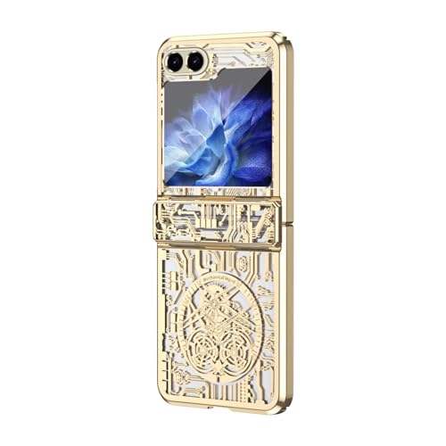 LSKOZU Hülle Für Samsung Galaxy Z Flip6, Schlanke Und Elegante Hülle, Leichter, Integrierter Scharnierschutz, Transparente Hülle Mit Graffiti (für Galaxy Z Flip6,Gold) von LSKOZU