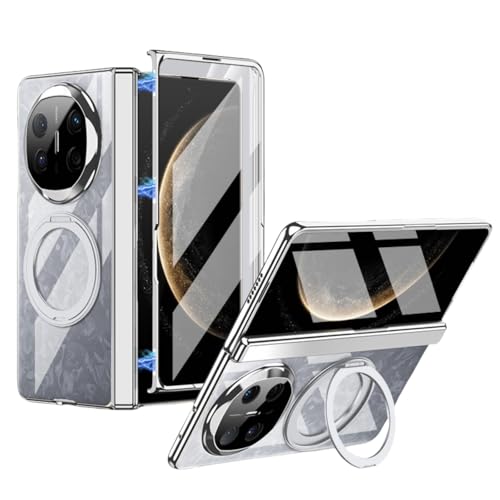 Hüllen Für Huawei Mate X6, Stoßfestes Transparentes Gehäuse, Integrierter Bildschirmschutz, Zentraler Scharnierschutz, Mit Ständer, Unterstützung Für Kabelloses Laden (Silber) von LSKOZU