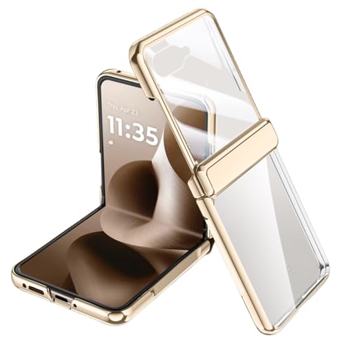 Hüllen Für Motorola Razr 60 Ultra, Leicht, Ultradünn, Stoßfest, Stilvolles Transparentes Gehäuse Mit Integriertem Bildschirmschutz (Gold,Motorola Razr 60 Ultra) von LSKOZU