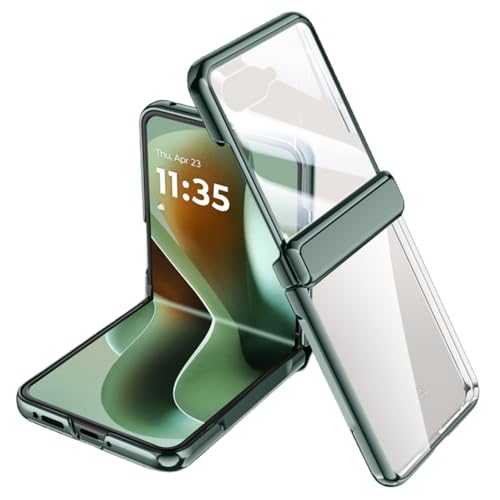 Hüllen Für Motorola Razr 60 Ultra, Leicht, Ultradünn, Stoßfest, Stilvolles Transparentes Gehäuse Mit Integriertem Bildschirmschutz (grün,Motorola Razr Ultra 2025) von LSKOZU