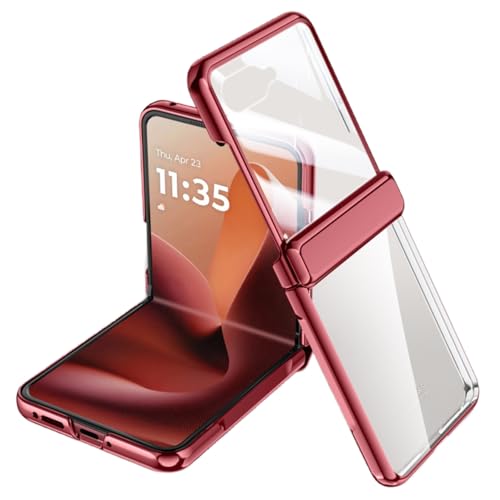 Hüllen Für Motorola Razr 60 Ultra, Leicht, Ultradünn, Stoßfest, Stilvolles Transparentes Gehäuse Mit Integriertem Bildschirmschutz (rot,Motorola Razr 60) von LSKOZU