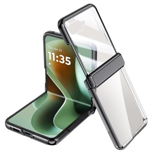 Hüllen Für Motorola Razr 60 Ultra, Leicht, Ultradünn, Stoßfest, Stilvolles Transparentes Gehäuse Mit Integriertem Bildschirmschutz (schwarz,Motorola Razr 60) von LSKOZU