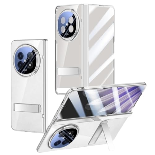 Hüllen Für Oppo Find N5, Leichtes Und Ultradünnes Transparentes Gehäuse, Scharnierschutz, Integrierter Bildschirmschutz, Ständer (Silber) von LSKOZU