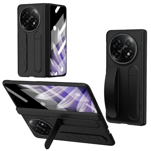 Hüllen Für Oppo Find N5, Stoßdämpfendes, Sturzsicheres Gehäuse Mit Scharnierschutz, Integrierter Bildschirmschutz, Handschlaufe Und Ständer (Für Find N5,Schwarz) von LSKOZU
